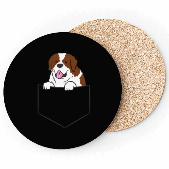 Saint Bernard In Pocket Dog In A Pocket Saint Coasters