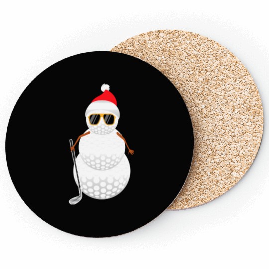 Santa Snowman Golf Ball Golfer Coasters