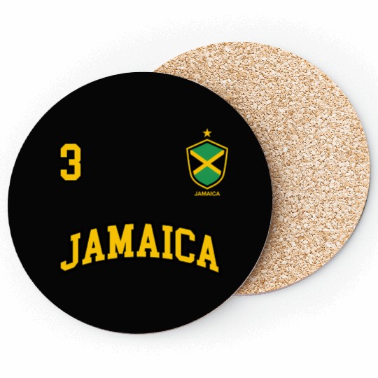 Jamaica Number 3 Soccer Team Sports Jamaican Flag Coasters
