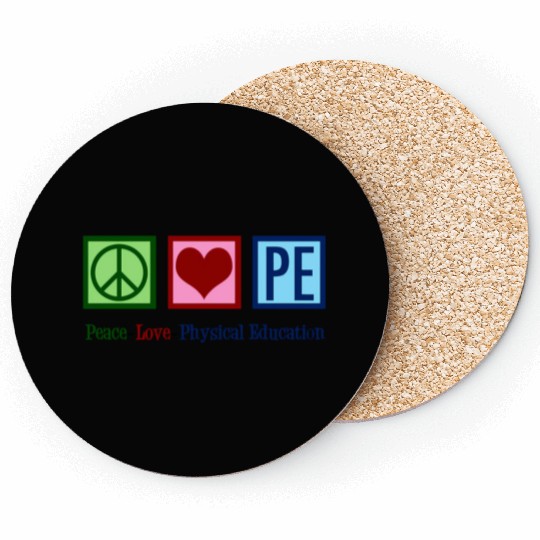Peace Love Pe Teacher Physical Education Coasters