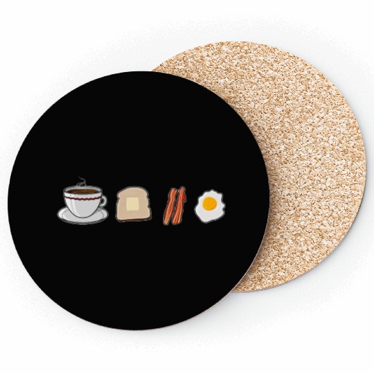 Breakfast Coffee Toast Bacon And Eggs Foodie Lover Coasters