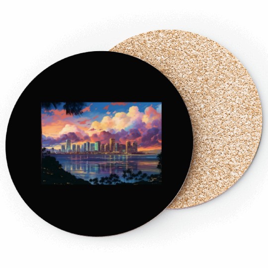 Anime Honolulu A Vibrant Anime Inspired Skyline Coasters