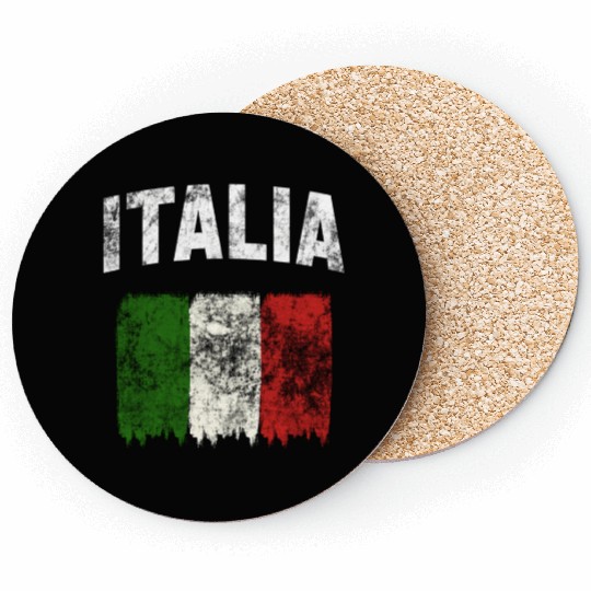 Italia - Distressed Italian Flag Coasters