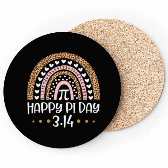 Happy Pi Day Mathematic Math Teacher Leopard Coasters