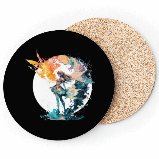 Watercolor Fairy Art Fairycore Grunge Pastel Goth Coasters
