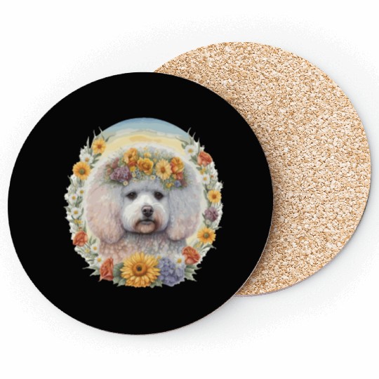 Cute Bichon Frise Sunflower Dog Breed Pet Puppy Coasters