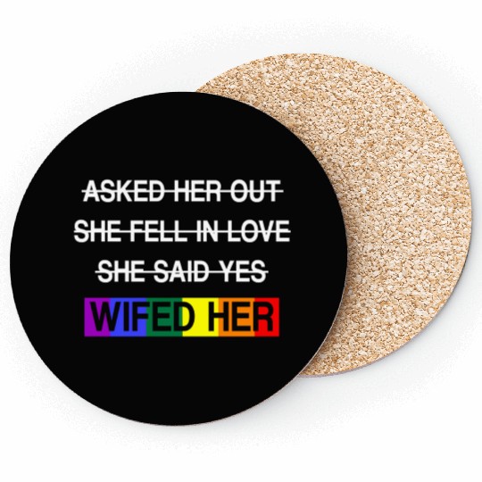 Her Lgbtq Romantic Lesbian Wedding Day Coasters