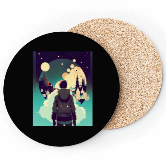 Whispers of the Night Captivated by a Cityscape Coasters