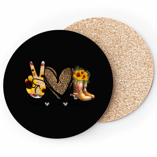 Sunflower Peace Love Country Cowgirl Midwest Boot Coasters