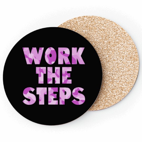 Work the Steps purple camo Coasters