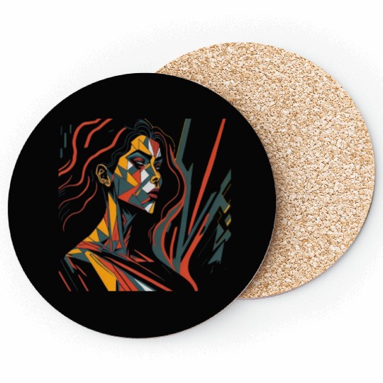 Feminine Character Cubism Coasters