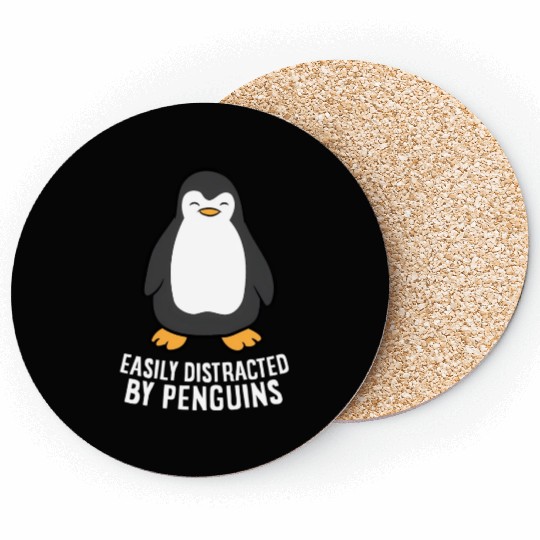 Easily Distracted By Penguins Penguins Coasters