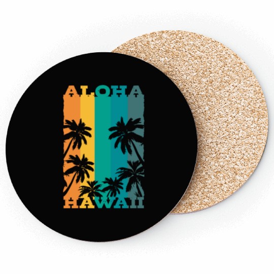 Retro Aloha Hibiscus Flowers Hawaii Maui Usa Gift Coasters