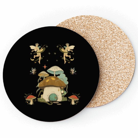 Fantasy mushroom House Elves Design Coasters