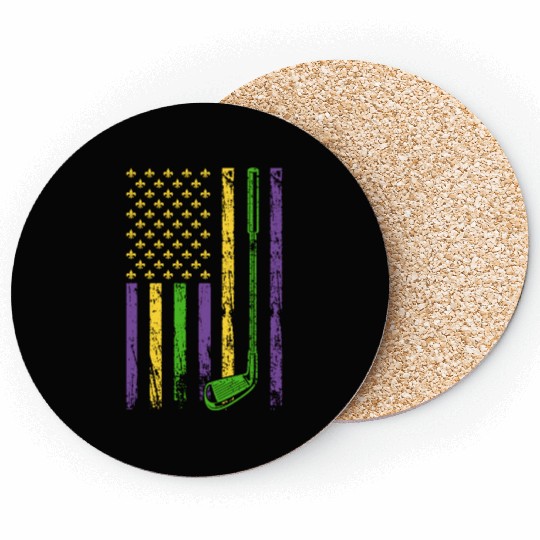 American Sports Flag Sporty Golf Club Mardi Gras Coasters