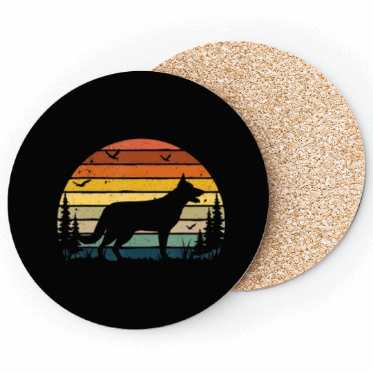 German Shepherd Vintage Retro Mom Dad Pet Lover Coasters
