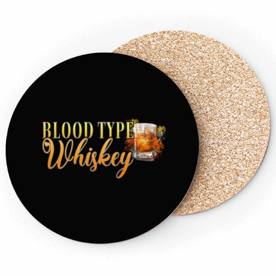 Blood Type Whiskey Cocktail Bartender Coasters