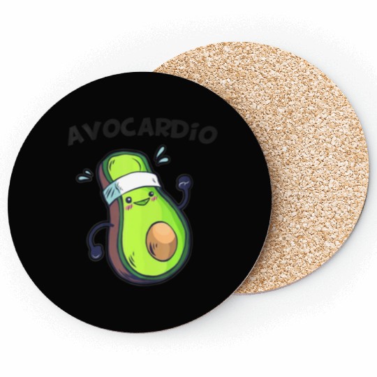 Avocardio Fitness Avocado Gym Vegan Guacamole Coasters