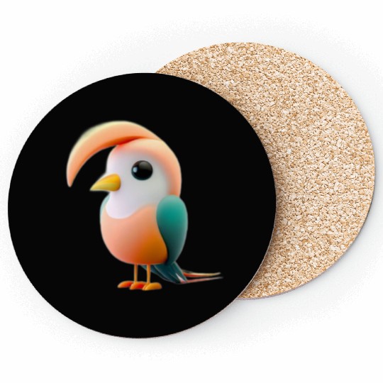 Cute Bird of Paradise 3D Render Coasters