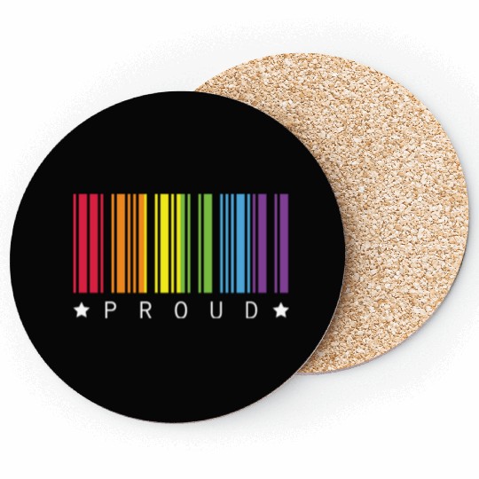 Proud Star Rainbow Barcode LGBTQ Pride Month Gift Coasters