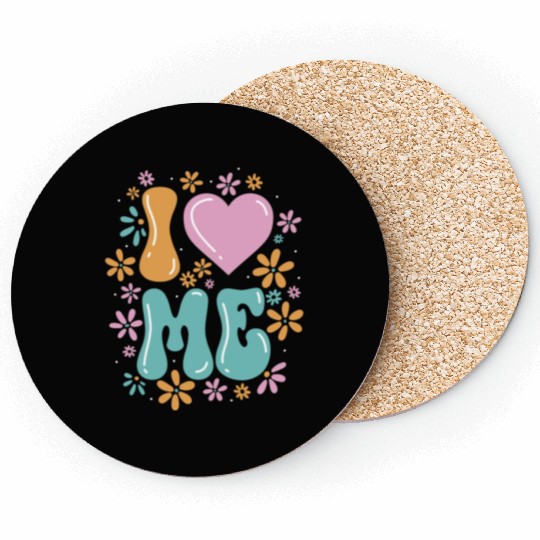 I Love Me Balloon Heart Decor Flower Floral Coasters