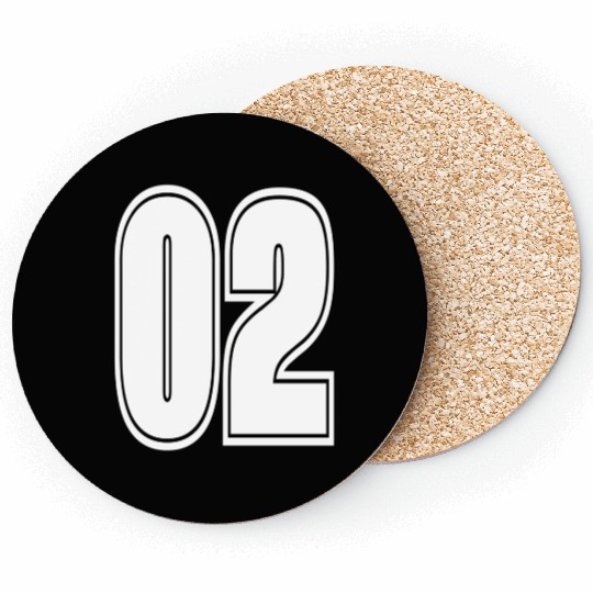 Varsity Sports Team Jersey Number 02 White Coasters
