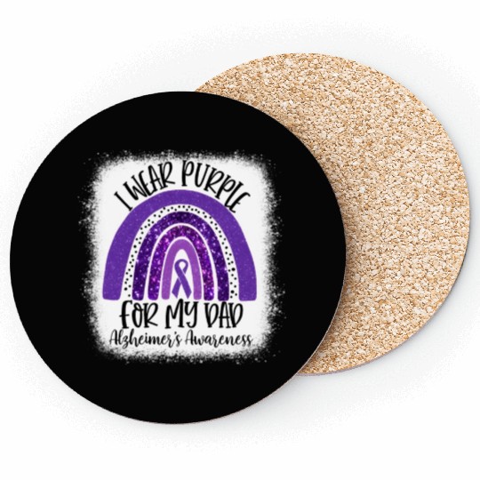 Bleached I Wear Purple For My Dad Alzheimer'S Coasters