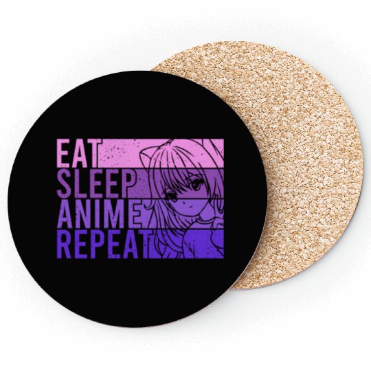 Anime Coasters Eat Sleep Anime Repeat Anime