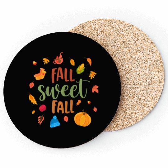 Fall Sweet Fall Hello Fall Happy Fall Wo Autumn Coasters