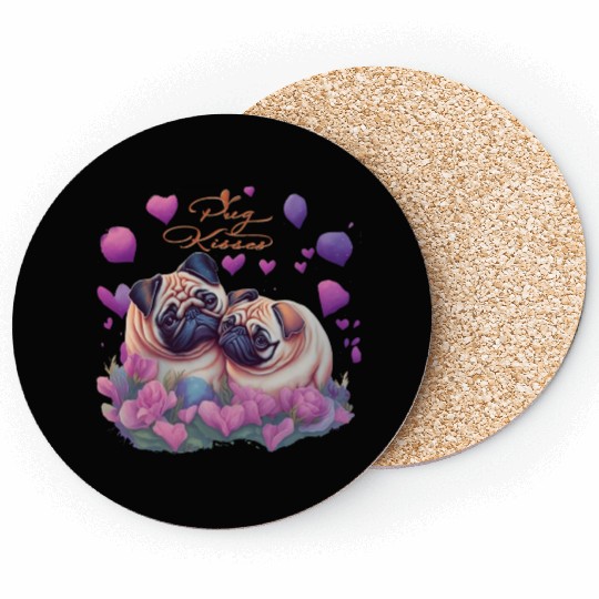Pug Kisses Gift for Dogs Lovers Coasters