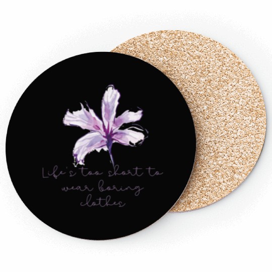 Purple Lily Flower surprise with quote Coasters