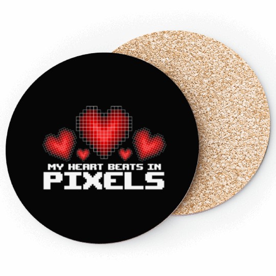 My Heart Beat in Pixels Valentine's Day Thowback Coasters