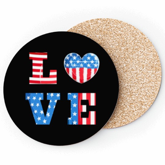 LOVE America Independence Day USA Patriots Coasters