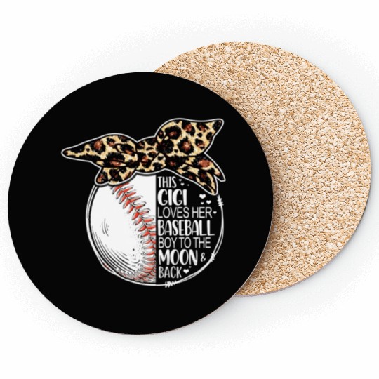 Baseball Gigi Vintage Leopard Messy Bun Coasters