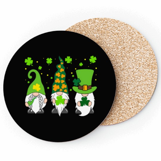 St Patrick'S Day Three Gnomes Shamrock Irish Coasters