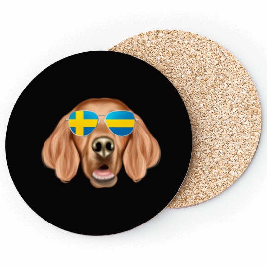 Swedish Flag Irish Setter Dog Sweden Pocket Coasters