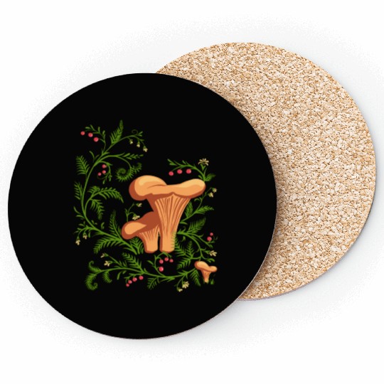 Forest Mushrooms Floral Fungi Ukrainian Vyshyvanka Coasters