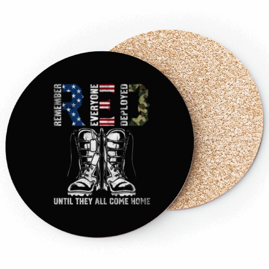 Remember Everyone Deployed Us Flag Camouflage Red Coasters
