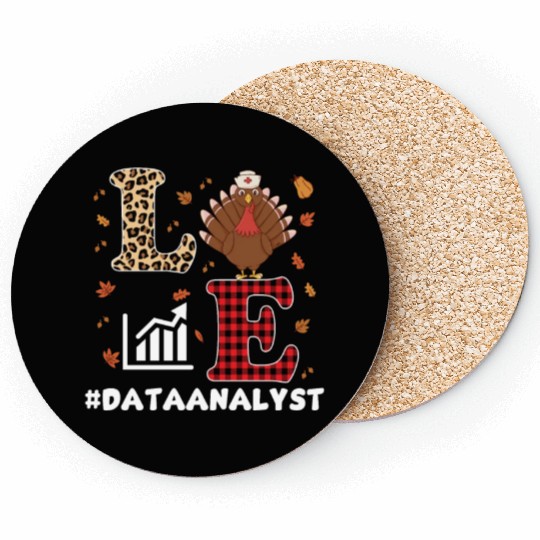 Funny Data Analyst Thanksgiving Design Coasters