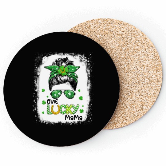 One Lucky Mama St Patric Day Mom Mother Shamrock Coasters