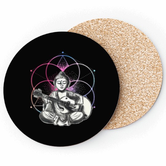 Buddha - Playing Guitar - Yoga Buddhist - Yogi Coasters