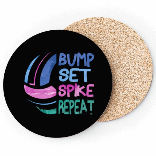 Volleyball Bump Set ke Repeat Blue Purplen Coasters