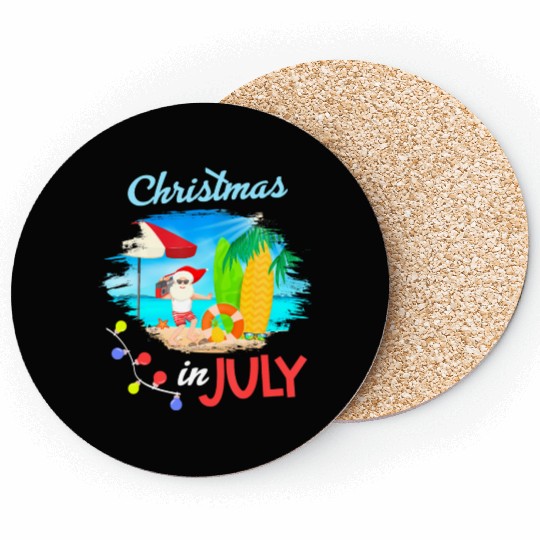 Christmas in July Santa Hawaiian Summer Hawaii Coasters