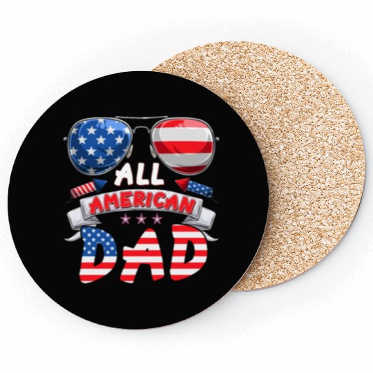 All American Dad US Patriots Fathers America Party Coasters