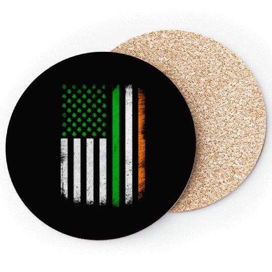 St Patric Day Retro Irish American Flag Ireland Coasters