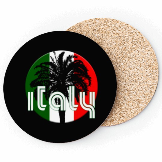 Italy Flag Native Palm Tree Italian Coasters
