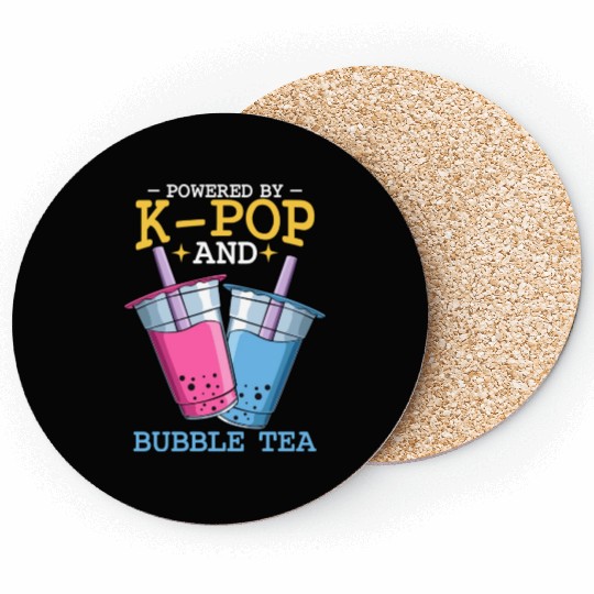 Powered By K Pop And Bubble Tea Kawaii Korean Boba Coasters