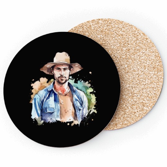 Harvest Hues - Watercolor Style Farmer Artwork Coasters