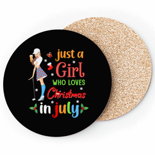 Just A Girl Who Loves Christmas In July Golf Coasters