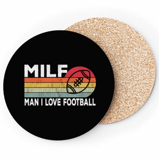 Milf Man I Love Football Retro Vintage Sports Coasters